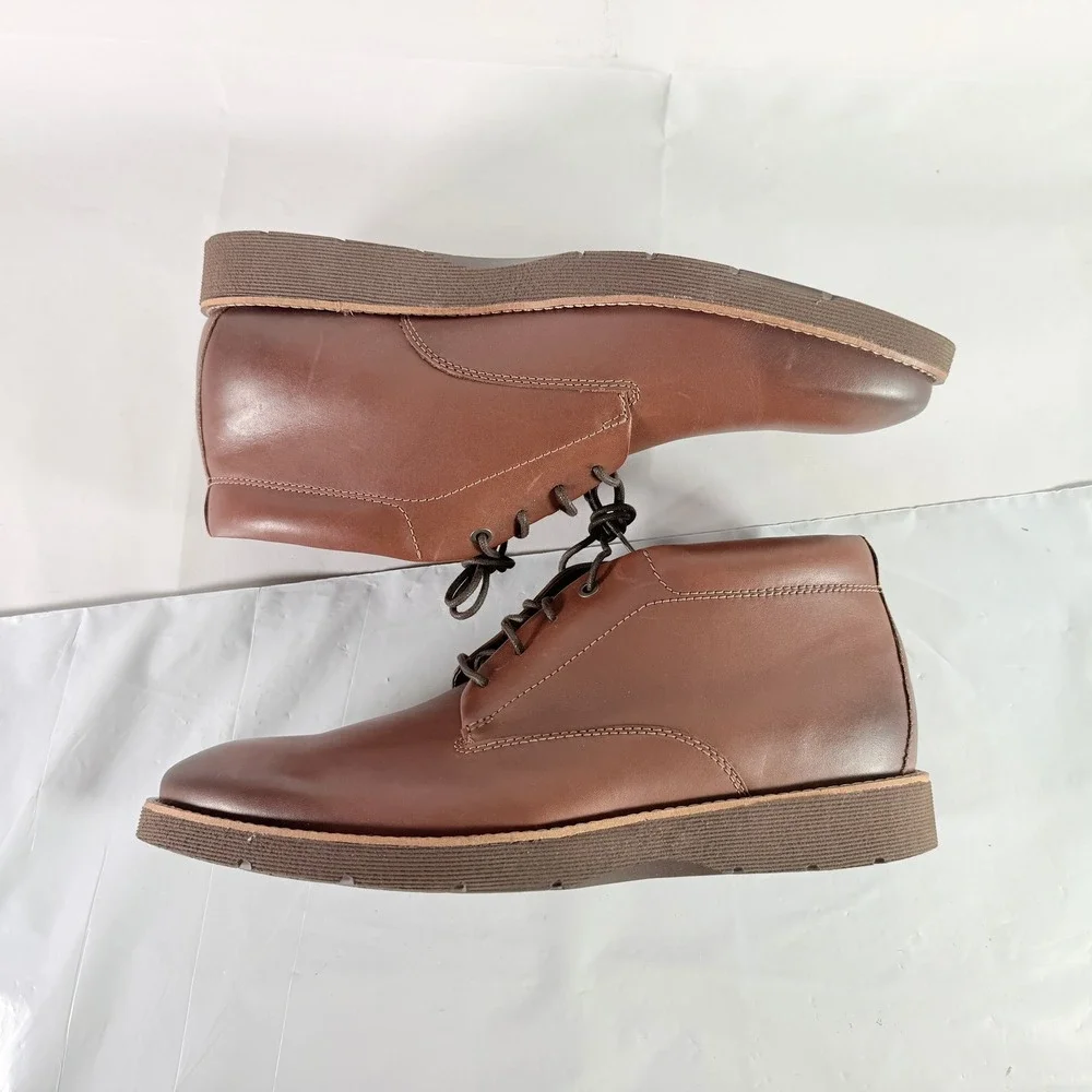 Clarks Men Folcroft Mid Dark‎ Tan Leather Chukka Boots Size 13 M New
